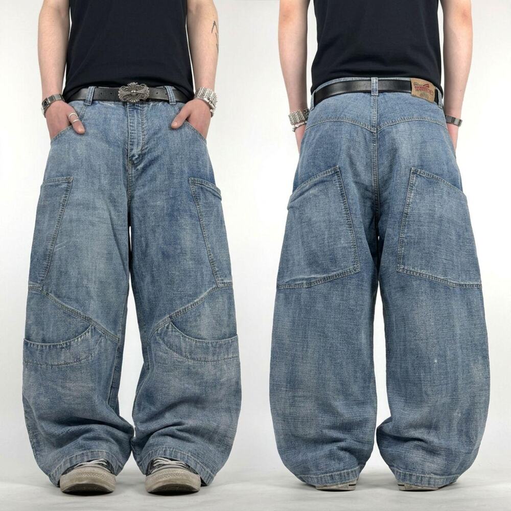 Vintage y2k grunge faded wide leg archive skater stonewash jeans